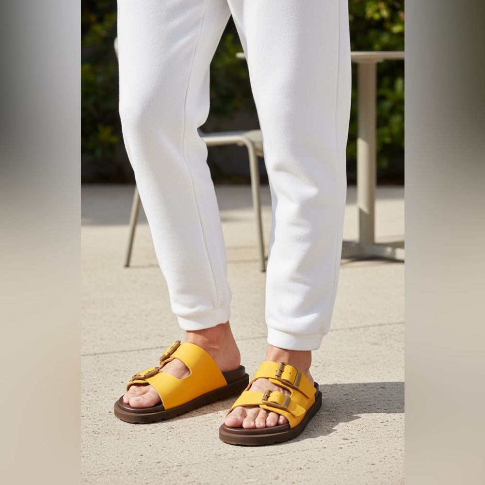 POLISH LEATHER CROSS-STRAP SANDAL 8 BY YOOX Sandals